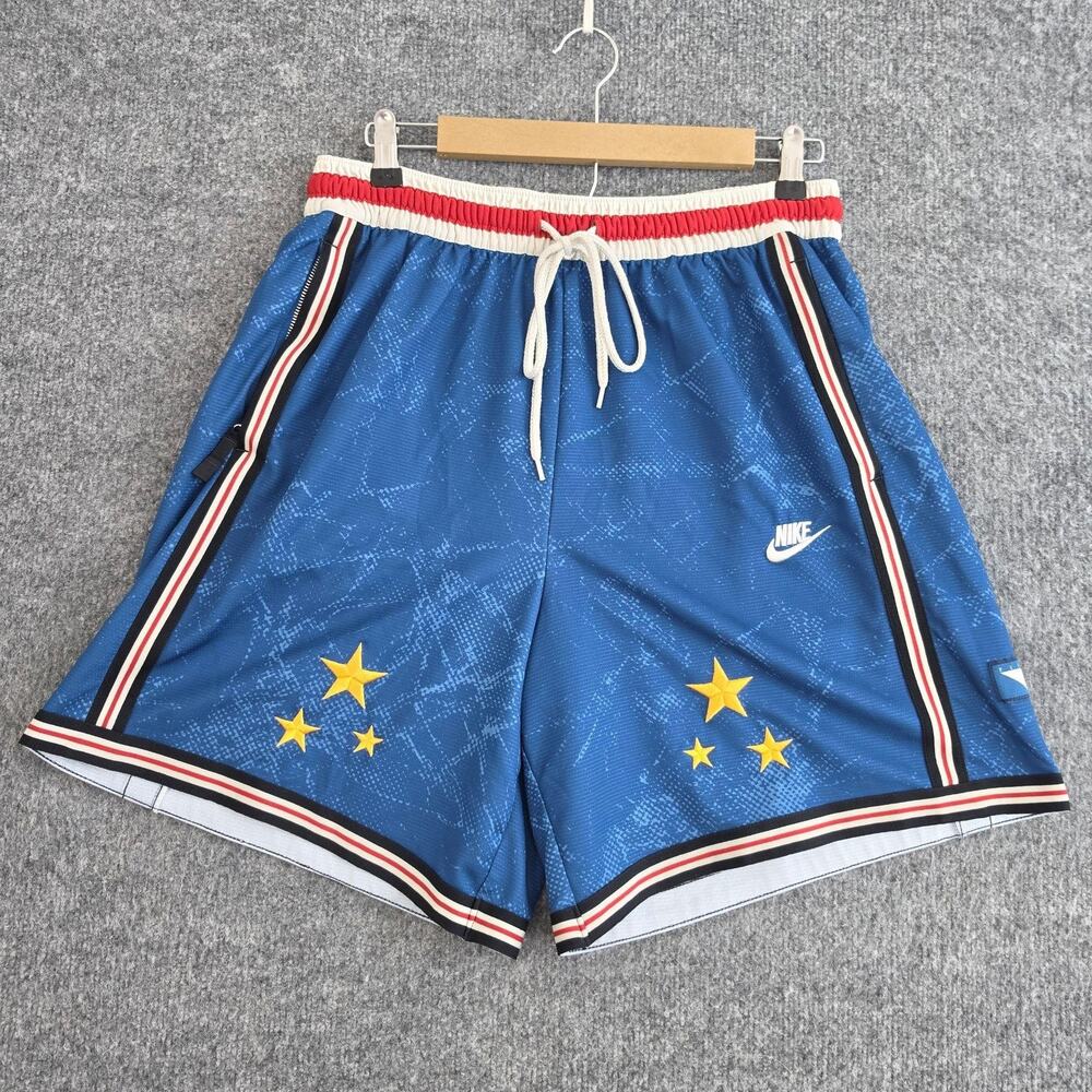 Nike Shorts Mens XL Dri-FIT Stories Flight Blue Basketball Stars Gym Athletic